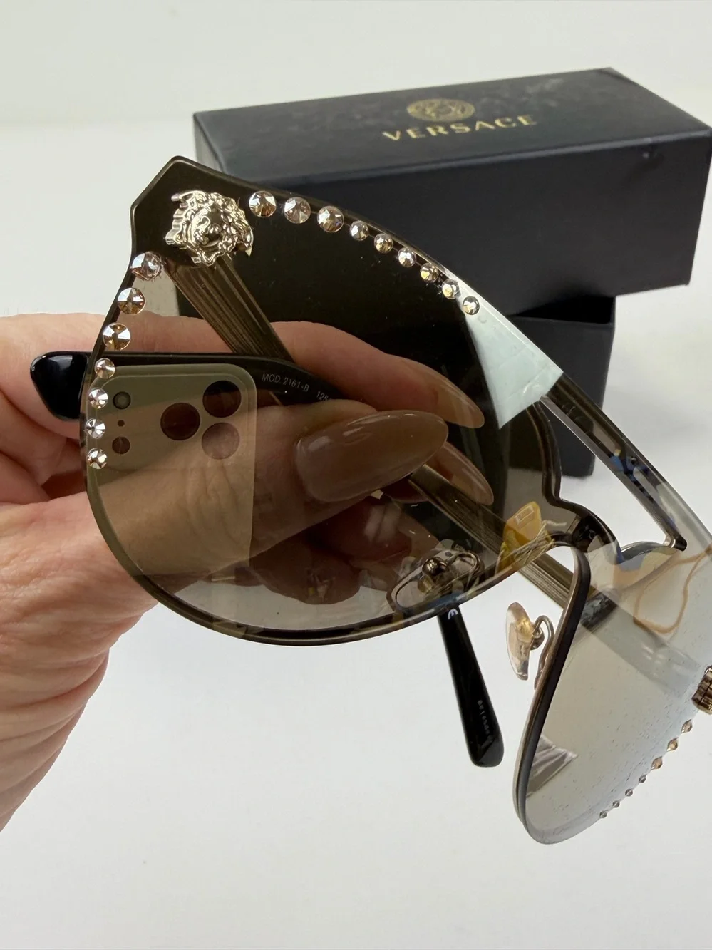 Versace Authentic Rimmed Crystal Medusa Sunglasses